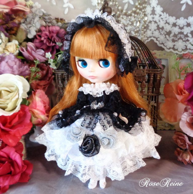 ロリータロマンス 可憐で優美なブラックフェアリーのエレガントフリルドールドレス